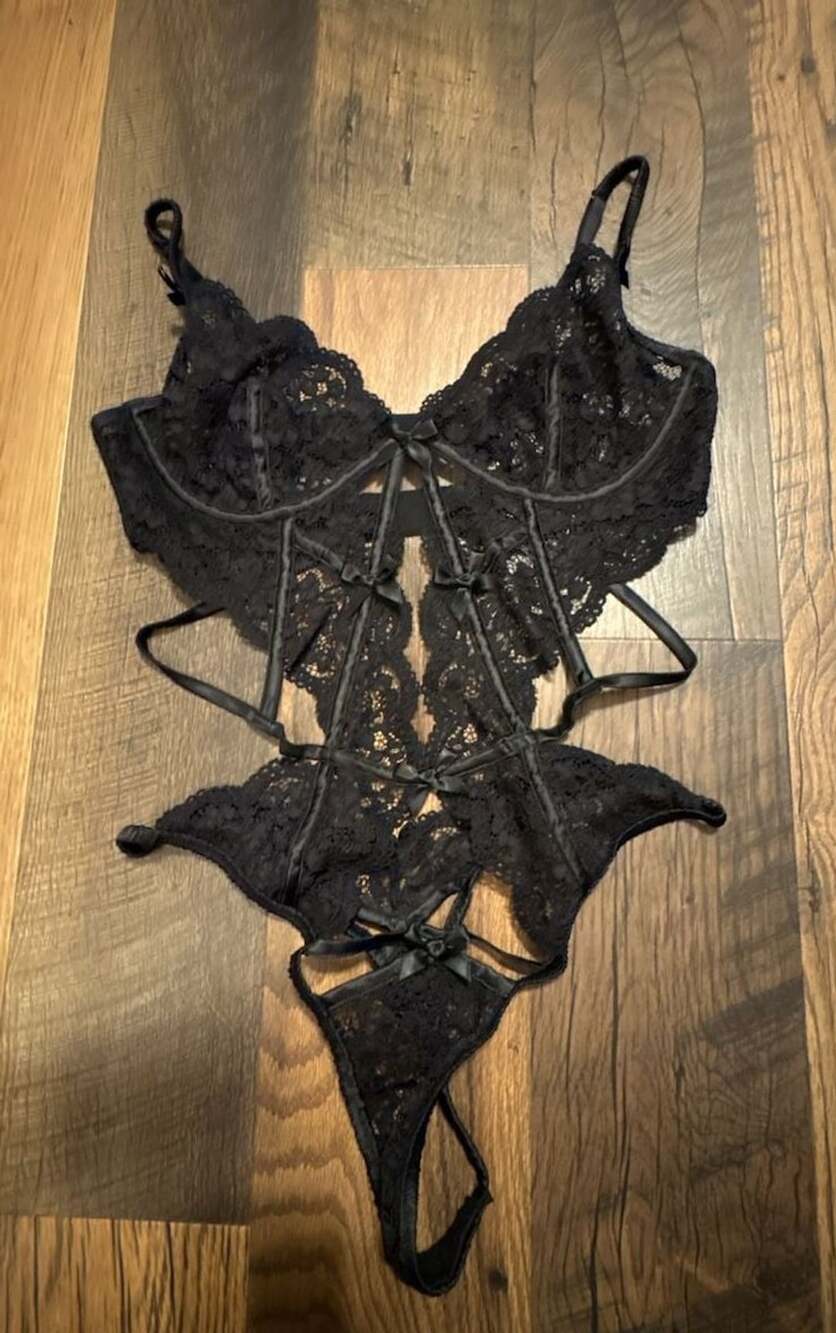 For Love & Lemons Lace Teddy Size L Black Bodysuit Lingerie